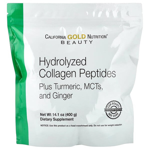 <img alt="California Gold Nutrition, Hydrolyzed Collagen Peptides with Turmeric, MCT, and Ginger, 14.1 oz (400 g)" title="California Gold Nutrition, Hydrolyzed Collagen Peptides with Turmeric, MCT, and Ginger, 14.1 oz (400 g),898220018284"