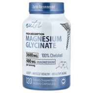 <img alt="Nutri, Magnesium Glycinate, High Absorption, 3,600 mg, 120 Vegan Capsules" title="Nutri, Magnesium Glycinate, High Absorption, 3,600 mg, 120 Vegan Capsules,810102742841"
