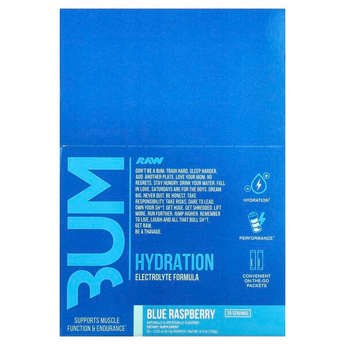 <img alt="Raw Nutrition, Bum, Hydration, Electrolyte Formula, Blue Raspberry, 20 Packets, 0.22 oz (6.1 g) Each" title="Raw Nutrition, Bum, Hydration, Electrolyte Formula, Blue Raspberry, 20 Packets, 0.22 oz (6.1 g) Each,850049150361"