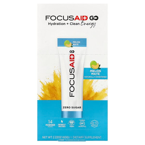 <img alt="FITAID, FocusAid Go, Hydration + Clean Energy, Melon Mate, 14 Powder Packets, 0.16 oz (4.5 g) Each" title="FITAID, FocusAid Go, Hydration + Clean Energy, Melon Mate, 14 Powder Packets, 0.16 oz (4.5 g) Each,810047240105"