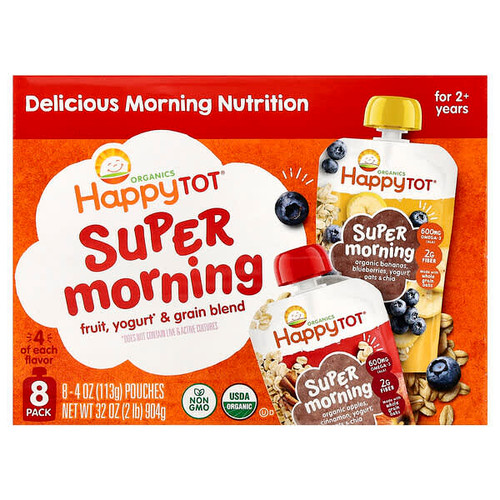 <img alt="Happy Family Organics, Happy Tot, Super Morning, For 2+ Years, Fruit, Yogurt & Grain Blend, Variety Pack, 8 Pack, 4 oz (113 g) Each" title="Happy Family Organics, Happy Tot, Super Morning, For 2+ Years, Fruit, Yogurt & Grain Blend, Variety Pack, 8 Pack, 4 oz (113 g) Each,819573016727"