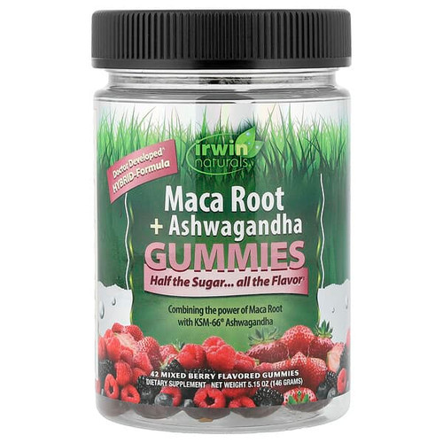 <img alt="Irwin Naturals, Maca Root + Ashwagandha Gummies, Mixed Berry, 42 Gummies" title="Irwin Naturals, Maca Root + Ashwagandha Gummies, Mixed Berry, 42 Gummies,840081413524"