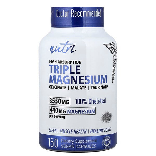<img alt="Nutri, Triple Magnesium, High Absorption, 150 Vegan Capsules" title="Nutri, Triple Magnesium, High Absorption, 150 Vegan Capsules,810102742902"