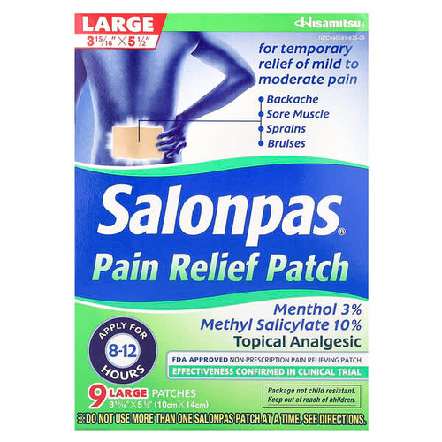 <img alt="Salonpas, Pain Relief Patch, Large, Minty, 9 Patches" title="Salonpas, Pain Relief Patch, Large, Minty, 9 Patches,346581675092"
