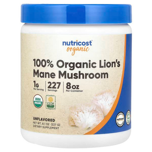 <img alt="Nutricost, 100% Organic Lions Mane Mushroom, Unflavored , 8.1 oz (227 g)" title="Nutricost, 100% Organic Lions Mane Mushroom, Unflavored , 8.1 oz (227 g),810139571247"