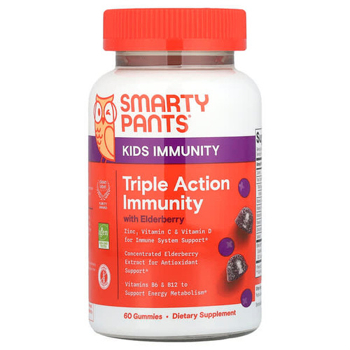 <img alt="SmartyPants, Kids, Triple Action Immunity Gummies with Elderberry, 60 Gummies" title="SmartyPants, Kids, Triple Action Immunity Gummies with Elderberry, 60 Gummies,817053024064"