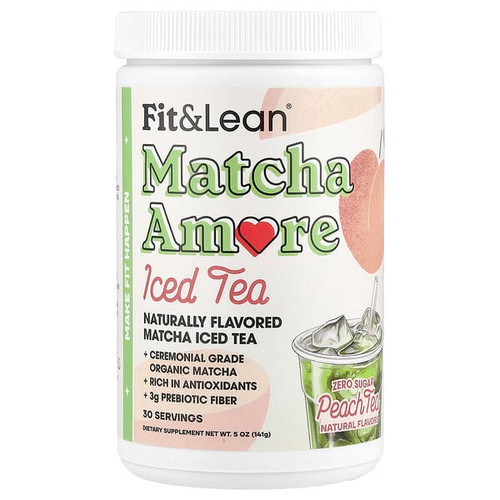 <img alt="Fit & Lean, Matcha Amore Iced Tea, Peach Tea, 5 oz (141 g)" title="Fit & Lean, Matcha Amore Iced Tea, Peach Tea, 5 oz (141 g),666222010199"