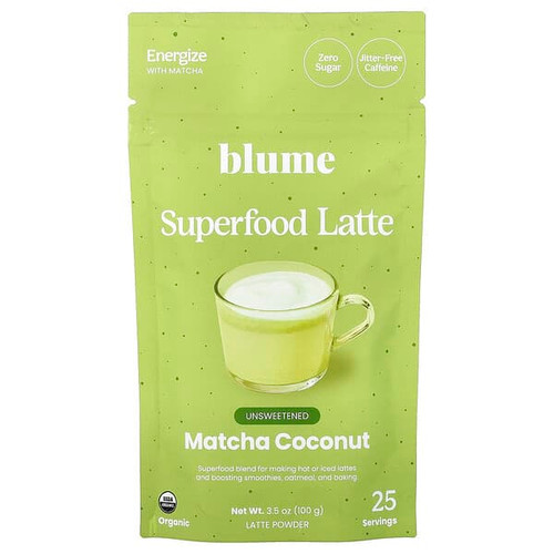 <img alt="Blume, Superfood Latte, Matcha Coconut, 3.5 oz (100 g)" title="Blume, Superfood Latte, Matcha Coconut, 3.5 oz (100 g),839172000200"