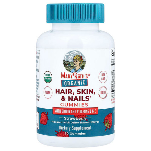 <img alt="MaryRuths, Organic Hair, Skin & Nails Gummies, Strawberry, 60 Gummies" title="MaryRuths, Organic Hair, Skin & Nails Gummies, Strawberry, 60 Gummies,810104620260"