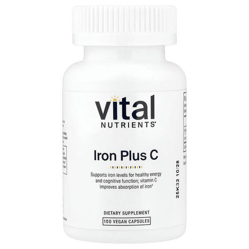 <img alt="Vital Nutrients, Iron Plus C, 100 Vegan Capsules" title="Vital Nutrients, Iron Plus C, 100 Vegan Capsules,693465315118"