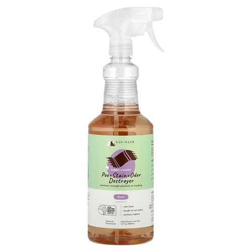 <img alt="Kin+Kind, Pee + Stain + Odor Destroyer, Fabric + Carpet, Floral, 32 fl oz (946 ml)" title="Kin+Kind, Pee + Stain + Odor Destroyer, Fabric + Carpet, Floral, 32 fl oz (946 ml),850027253220"