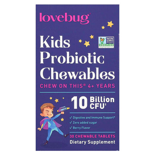 <img alt="LoveBug Probiotics, Kids Probiotics, 4+ Years, Berry, 10 Billion CFU, 30 Chewable Tablets" title="LoveBug Probiotics, Kids Probiotics, 4+ Years, Berry, 10 Billion CFU, 30 Chewable Tablets,850002716245"