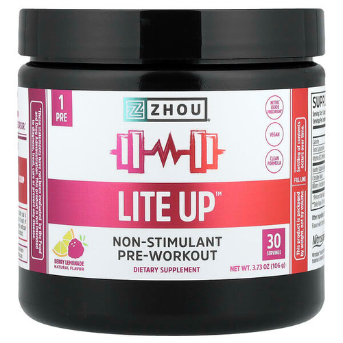 <img alt="Zhou Nutrition, Lite Up, Non-Stimulant Pre-Workout, Berry Lemonade, 3.73 oz (106 g)" title="Zhou Nutrition, Lite Up, Non-Stimulant Pre-Workout, Berry Lemonade, 3.73 oz (106 g),669191658058"