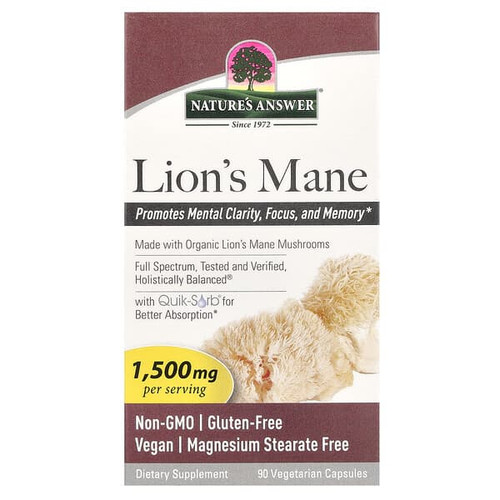<img alt="Natures Answer, Lions Mane, 90 Vegetarian Capsules (500 mg per Capsule)" title="Natures Answer, Lions Mane, 90 Vegetarian Capsules (500 mg per Capsule),083000161728"