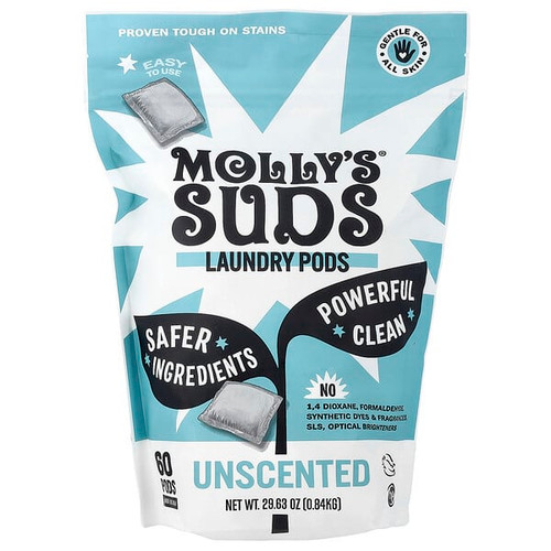<img alt="Mollys Suds, Laundry Pods, Unscented, 60 Pods, 29.63 oz (0.84 kg)" title="Mollys Suds, Laundry Pods, Unscented, 60 Pods, 29.63 oz (0.84 kg),850024701335"