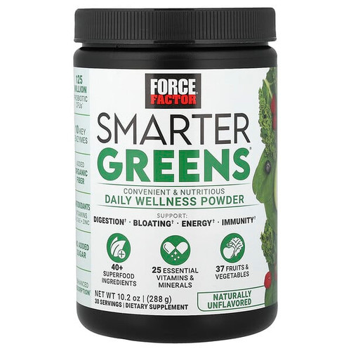 <img alt="Force Factor, Smarter Greens, Daily Wellness Powder, Naturally Unflavored, 10.2 oz (288 g)" title="Force Factor, Smarter Greens, Daily Wellness Powder, Naturally Unflavored, 10.2 oz (288 g),818594018550"