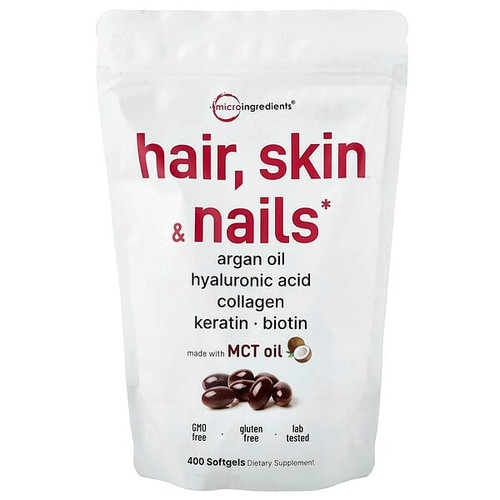 <img alt="Micro Ingredients, Hair, Skin, Nails, 400 Softgels" title="Micro Ingredients, Hair, Skin, Nails, 400 Softgels,850074438175"