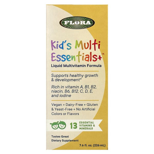 <img alt="Flora, Kids Multi Essentials+, Fruit Juice, 7.6 fl oz (226 ml)" title="Flora, Kids Multi Essentials+, Fruit Juice, 7.6 fl oz (226 ml),061998647530"