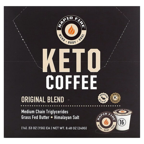 <img alt="RAPIDFIRE, Keto Coffee Pods, Original Blend, Medium Roast, 16 Pods, 0.53 oz (15 g) Each" title="RAPIDFIRE, Keto Coffee Pods, Original Blend, Medium Roast, 16 Pods, 0.53 oz (15 g) Each,035046104597"