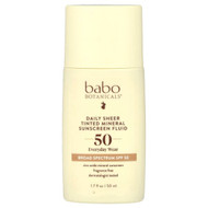 <img alt="Babo Botanicals, Daily Sheer Tinted Mineral Sunscreen Fluid, SPF 50, Fragrance Free, 1.7 fl oz (50 ml)" title="Babo Botanicals, Daily Sheer Tinted Mineral Sunscreen Fluid, SPF 50, Fragrance Free, 1.7 fl oz (50 ml),899248011776"