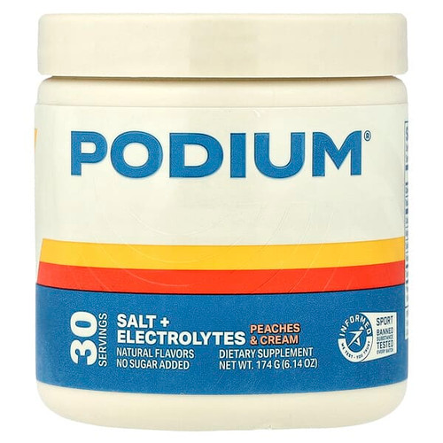 <img alt="Podium Nutrition, Salt + Electrolytes, Peaches & Cream , 6.14 oz (174 g)" title="Podium Nutrition, Salt + Electrolytes, Peaches & Cream , 6.14 oz (174 g),810117601959"