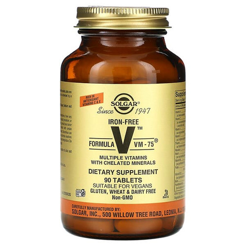 <img alt="Solgar, Formula V, VM-75, Multiple Vitamins with Chelated Minerals, Iron-Free, 90 Tablets" title="Solgar, Formula V, VM-75, Multiple Vitamins with Chelated Minerals, Iron-Free, 90 Tablets,033984011748"