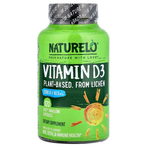 <img alt="NATURELO, Vitamin D3, 62.5 mcg (2,500 IU), 120 Easy Swallow Capsules" title="NATURELO, Vitamin D3, 62.5 mcg (2,500 IU), 120 Easy Swallow Capsules,840284400062"