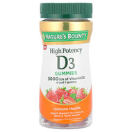 Natures Bounty, Vitamin D3 Gummies, High Potency, Strawberry, 5,000 IU, 60 Gummies