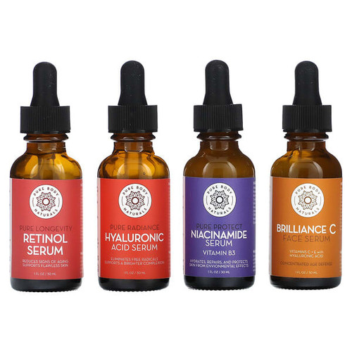 <img alt="Pure Body Naturals, Facial Serum Set, 4 Piece Set, 1 fl oz (30 ml) Each" title="Pure Body Naturals, Facial Serum Set, 4 Piece Set, 1 fl oz (30 ml) Each,858416007645"