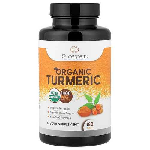 <img alt="Sunergetic, Organic Turmeric, 180 Tablets" title="Sunergetic, Organic Turmeric, 180 Tablets,852207008316"