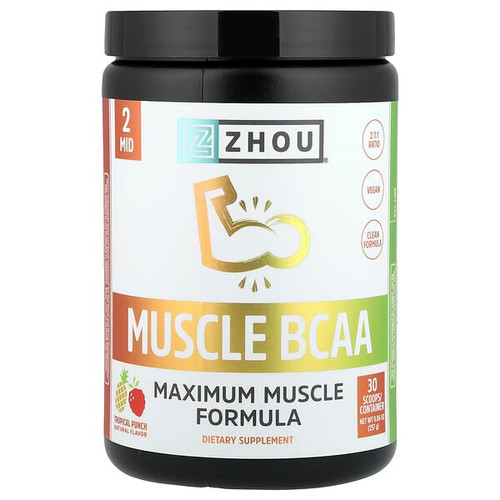 <img alt="Zhou Nutrition, Muscle BCAA, Tropical Punch, 9.06 oz (257 g)" title="Zhou Nutrition, Muscle BCAA, Tropical Punch, 9.06 oz (257 g),669191482684"
