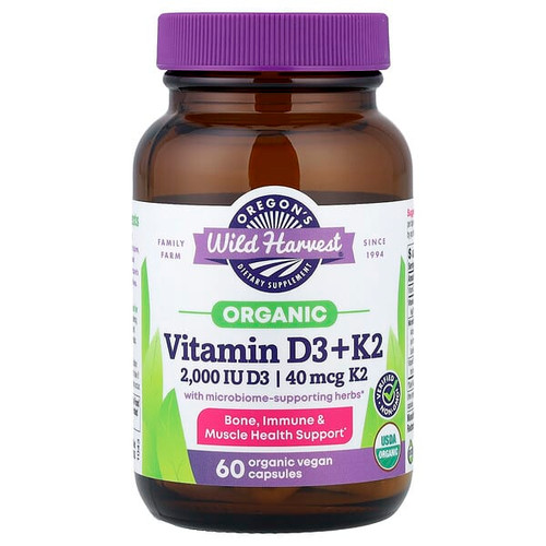 <img alt="Oregons Wild Harvest, Organic Vitamin D3 + K2, 60 Organic Vegan Capsules" title="Oregons Wild Harvest, Organic Vitamin D3 + K2, 60 Organic Vegan Capsules,706195140056"