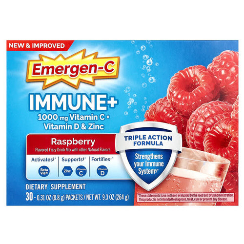 <img alt="Emergen-C, Immune+ Vitamin C + Vitamin D & Zinc, Raspberry, 30 Packets, 0.31 oz (8.8 g) Each" title="Emergen-C, Immune+ Vitamin C + Vitamin D & Zinc, Raspberry, 30 Packets, 0.31 oz (8.8 g) Each,885898330244"