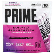 <img alt="Prime Hydration, Rapid Rehydration, Electrolyte Drink Mix, Berry Citrus Rush, 16 Sticks, 0.2 oz (5.7 g) Each" title="Prime Hydration, Rapid Rehydration, Electrolyte Drink Mix, Berry Citrus Rush, 16 Sticks, 0.2 oz (5.7 g) Each,810116129188"