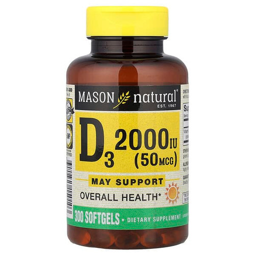 <img alt="Mason Natural, Vitamin D3, 50 mcg (2,000 IU), 300 Softgels" title="Mason Natural, Vitamin D3, 50 mcg (2,000 IU), 300 Softgels,311845150103"