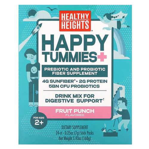 <img alt="Healthy Heights, Happy Tummies+, For Kids 2+, Fruit Punch, 24 Stick Packs, 0.25 oz (7 g) Each" title="Healthy Heights, Happy Tummies+, For Kids 2+, Fruit Punch, 24 Stick Packs, 0.25 oz (7 g) Each,854180008529"