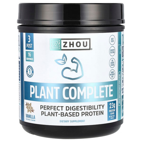 <img alt="Zhou Nutrition, Plant Complete, Perfect Digestibility Plant-Based Protein, Vanilla, 19 oz (544 g)" title="Zhou Nutrition, Plant Complete, Perfect Digestibility Plant-Based Protein, Vanilla, 19 oz (544 g),669191721486"