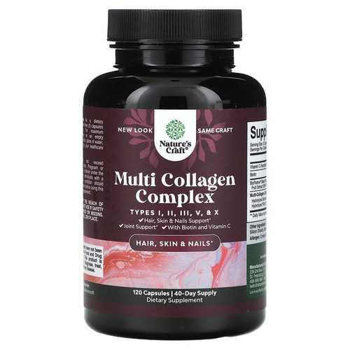 <img alt="Natures Craft, Multi Collagen Complex, 120 Capsules" title="Natures Craft, Multi Collagen Complex, 120 Capsules,850050639671"