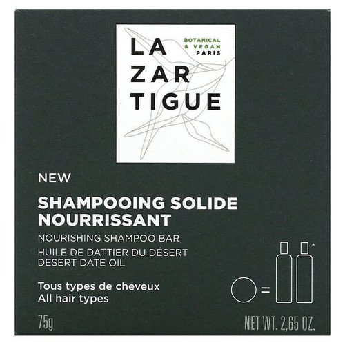 <img alt="Lazartigue, Nourishing Shampoo Bar, All Hair Types, 2.65 oz (75 g)" title="Lazartigue, Nourishing Shampoo Bar, All Hair Types, 2.65 oz (75 g),3372290125136"