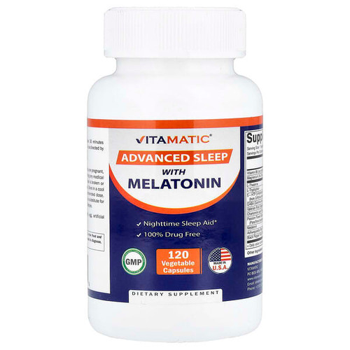 <img alt="Vitamatic, Advanced Sleep with Melatonin, 120 Vegetable Capsules" title="Vitamatic, Advanced Sleep with Melatonin, 120 Vegetable Capsules,810078471394"