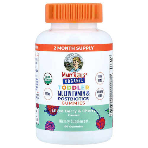 <img alt="MaryRuths, Organic Toddler Multivitamin & Postbiotics Gummies, Mixed Berry & Cherry, 60 Gummies" title="MaryRuths, Organic Toddler Multivitamin & Postbiotics Gummies, Mixed Berry & Cherry, 60 Gummies,810104621038"