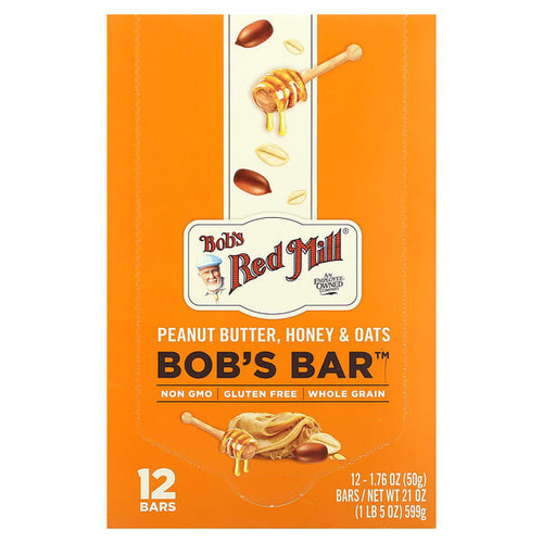 <img alt="Bobs Red Mill, Bobs Bar, Peanut Butter, Honey & Oats , 12 Bars, 1.76 oz (50 g) Each" title="Bobs Red Mill, Bobs Bar, Peanut Butter, Honey & Oats , 12 Bars, 1.76 oz (50 g) Each,039978169020"