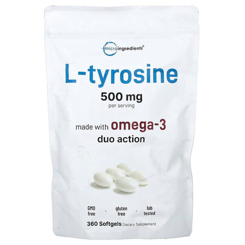 <img alt="Micro Ingredients, L-Tyrosine, 360 Softgels" title="Micro Ingredients, L-Tyrosine, 360 Softgels,850074438335"