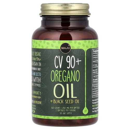 <img alt="Maju Superfoods, CV 90+ Oregano Oil + Black Seed Oil, 60 Softgels" title="Maju Superfoods, CV 90+ Oregano Oil + Black Seed Oil, 60 Softgels,851870008456"