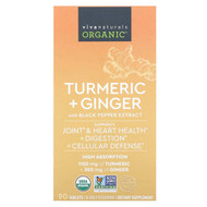 <img alt="Viva Naturals, Organic, Turmeric + Ginger, 90 Tablets" title="Viva Naturals, Organic, Turmeric + Ginger, 90 Tablets,811067030899"