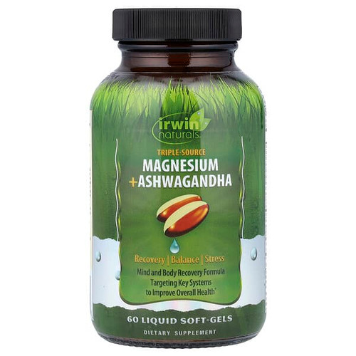 <img alt="Irwin Naturals, Triple Source Magnesium + Ashwagandha, 60 Liquid Soft-Gels" title="Irwin Naturals, Triple Source Magnesium + Ashwagandha, 60 Liquid Soft-Gels,840081404324"