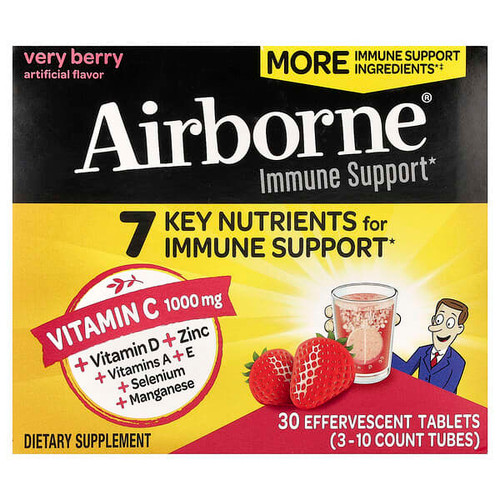 <img alt="AirBorne, Immune Support Supplement, Very Berry, 3 Tubes, 10 Effervescent Tablets Each" title="AirBorne, Immune Support Supplement, Very Berry, 3 Tubes, 10 Effervescent Tablets Each,647865963790"