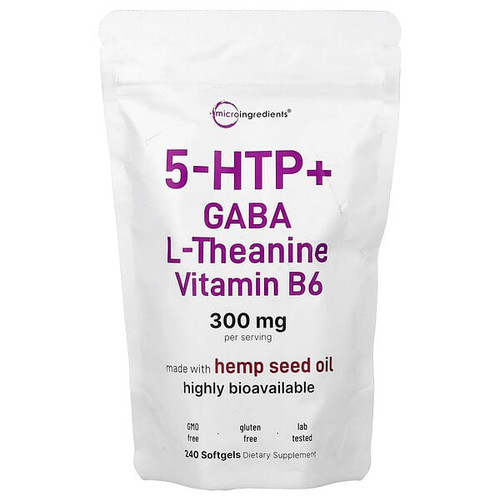 <img alt="Micro Ingredients, 5 HTP + Gaba, L-Theanine, Vitamin B6, 240 Softgels" title="Micro Ingredients, 5 HTP + Gaba, L-Theanine, Vitamin B6, 240 Softgels,850074438892"