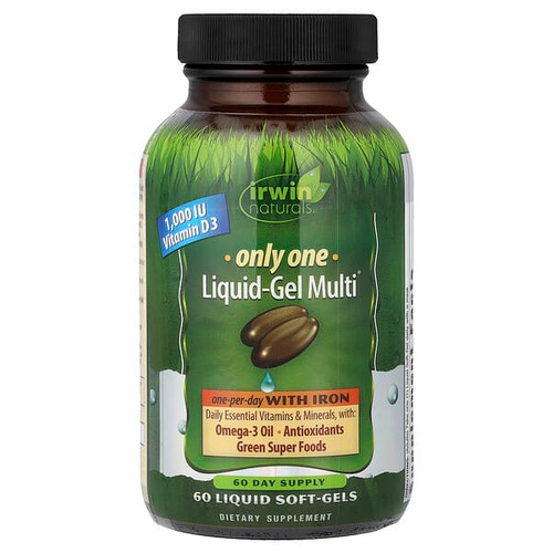 <img alt="Irwin Naturals, Only One, Liquid-Gel Multi, With Iron, 60 Liquid Soft-Gels" title="Irwin Naturals, Only One, Liquid-Gel Multi, With Iron, 60 Liquid Soft-Gels,710363577384"