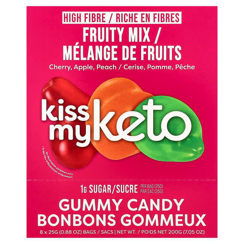 <img alt="Kiss My Keto, Gummy Candy, Fruity Mix, 8 Bags, 0.88 oz (25 g) Each" title="Kiss My Keto, Gummy Candy, Fruity Mix, 8 Bags, 0.88 oz (25 g) Each,850026755503"